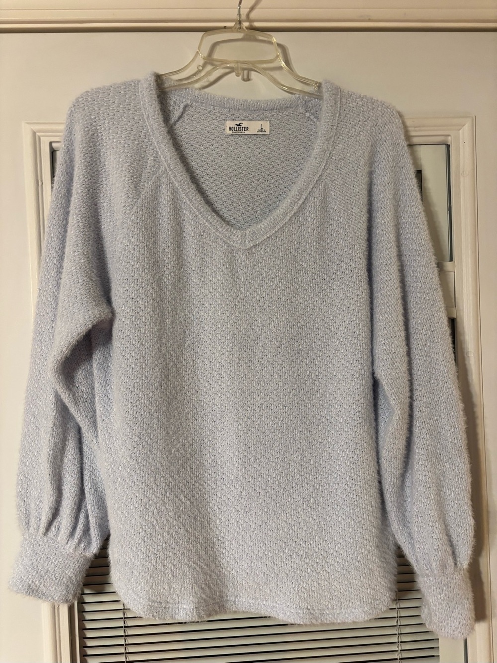 Hollister Pale Blue Textured V-Neck Sweater